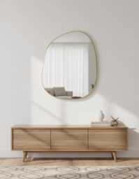 Handmade Asymmetrical Brass Mirror Modern Vanity Wall Decor Mirror