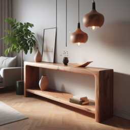 Open Shelf Tv Stand, Low Shelving Unit, Solid Wood Sideboard, Tv Lowboard, Oak Console Table With Storage, Slim Narrow Long Entry - thumbnail 3