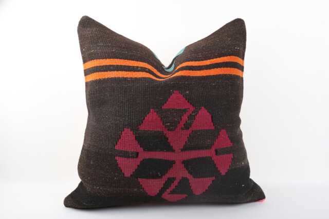 Handwoven Kilim Pillow Cover 24x24 Bohemian Stripe Sofa - image 1