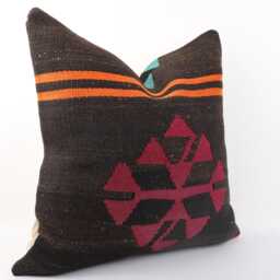 Handwoven Kilim Pillow Cover 24x24 Bohemian Stripe Sofa - thumbnail 3