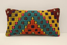 Kilim Pillow Cover 10x20 Inches 25x50 cm Lumbar Cushion Throw Sofa 4Yef-747 - thumbnail 1