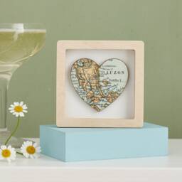 Romantic Gifts For Her, Custom Map Heart Print, Miniature Wall Art Frame, Personalised Valentine's Gift A Girlfriend Or Wife - thumbnail 2