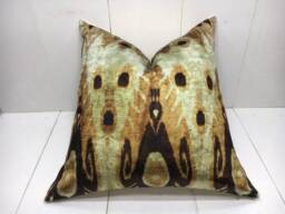 Handwoven Silk Ikat Pillow Cover 20x20, Modern Home Decor - thumbnail 1