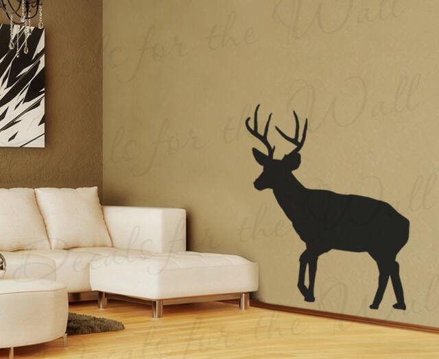 Deer Silhouette Wall Decal Large Buck Realistic Life Like Antler Hunter Hunting Outdoor Cabin Vinyl Sticker Art Sign Graphic Decor Mural G60 - image 1