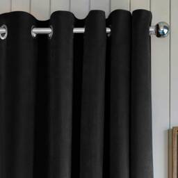 Premium Soft Black Velvet Curtains Drapes Custom Grommet Bedroom Living Room - thumbnail 1