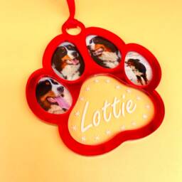 Paw Shape Christmas Tree Ornament With Photos & Best Friend Name Text, Any Photo Ornament, Custom Bauble, Dog Gift - thumbnail 3