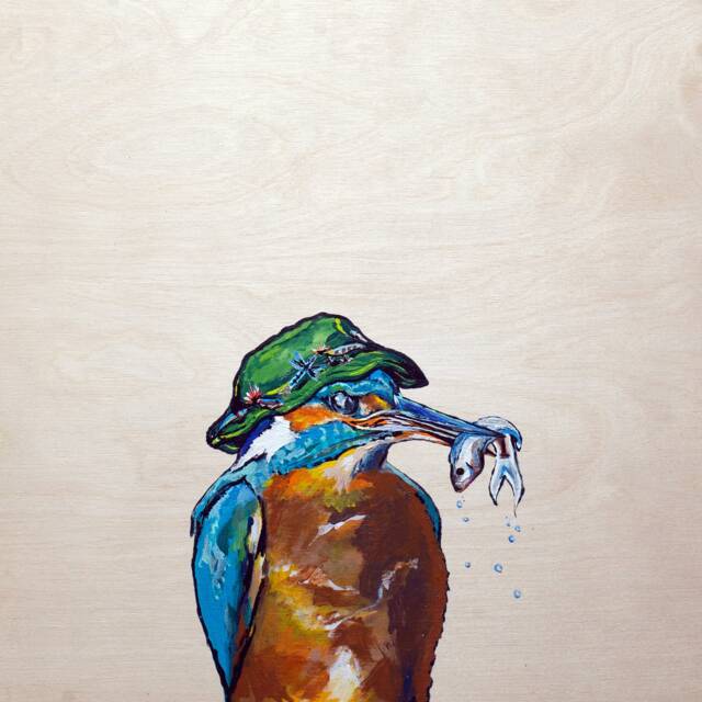 Kingfisher Bird Painting - Art Funny Art- Print