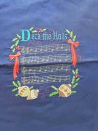 Deck The Halls, Embroidered Seasonal, Christmas Cushion Cover, Holiday Decor, Cozy Festive, Home Accents, Themed Gifts, Black Blue