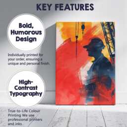 Industrial Construction Worker Silhouette Crane Abstract Canvas Wall Art Print Decor Picture Ready To Hang - thumbnail 2