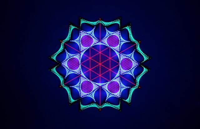 Hypnosis Sx Uv Wall Sculpture Archived Artwork - String Art, Sacred Geometry, Psychedelic, Wall Home Decor, Mandala, Blacklight - image 1
