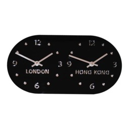 Large Black Gloss Acrylic Personalised Retro Timezone Wall Clocks - thumbnail 2