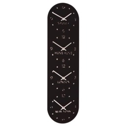 Large Black Gloss Acrylic Personalised Retro Timezone Wall Clocks - thumbnail 4