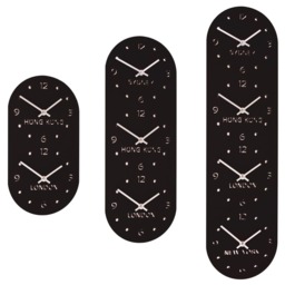 Large Black Gloss Acrylic Personalised Retro Timezone Wall Clocks - thumbnail 1