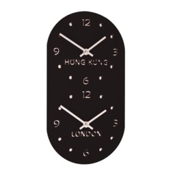 Large Black Gloss Acrylic Personalised Retro Timezone Wall Clocks - thumbnail 3