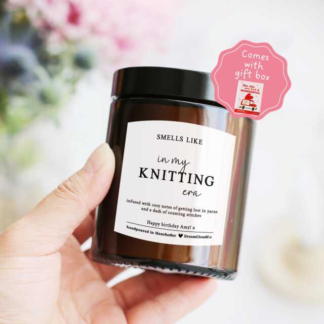 Knitting Gift For Friend - Birthday Her Knitters Mum Nan Farewell Retirement Colleague Candle - image 1