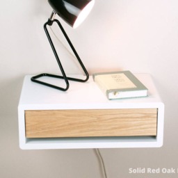 Mid Century Modern Nightstand With Door, Lacquer Coating High End Finish Floating Bedside Table, Wall Mount Table - thumbnail 2