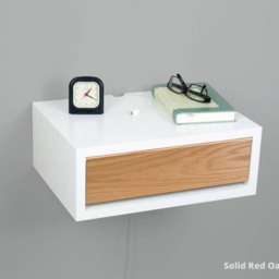 Mid Century Modern Nightstand With Door, Lacquer Coating High End Finish Floating Bedside Table, Wall Mount Table - thumbnail 3