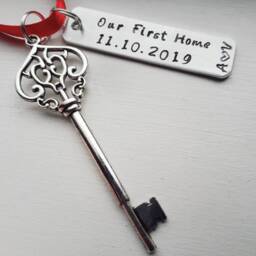 Our First Home Christmas Ornament With Initials, Date & Skeleton Key Charm - House Warming Gift Sweet - thumbnail 4