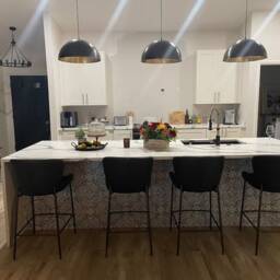 Set Of 3 Black & Brass Pendant Lights, Modern Kitchen Island Lighting - thumbnail 2