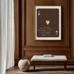 Ace Of Hearts Print Motivational Quote, Beige Brown Wall Art - thumbnail 2