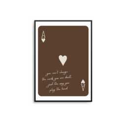 Ace Of Hearts Print Motivational Quote, Beige Brown Wall Art - thumbnail 1