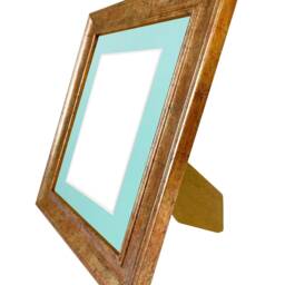 Scandi Antique Gold Picture Frame With Blue Mount - thumbnail 2