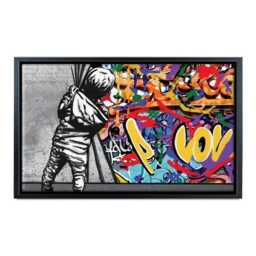 Banksy Canvas Print, Boy Pulling Curtain, Graffiti Urban Wall Art - thumbnail 4