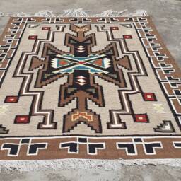 Navajo Southwestern Kilim Dhurrie Rug, Handmade Area Rug 100% Wool Large Kelim 9x12 Ft Geometric Decorative Indian Tribal Native - thumbnail 2