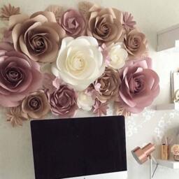 Large Paper Flowers, Nursery Wall Decor - Baby Shower Girl Room Decorations - thumbnail 3