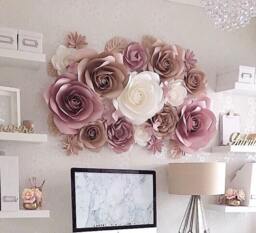Large Paper Flowers, Nursery Wall Decor - Baby Shower Girl Room Decorations - thumbnail 1