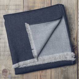 Linen Cotton Throw Blanket With Leather Handle Strap - Herringbone Picnic - thumbnail 4