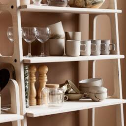 Mid Century Bookcase, 5-Tier Walnut Ladder Bookshelf, Wooden Bookshelf - thumbnail 3