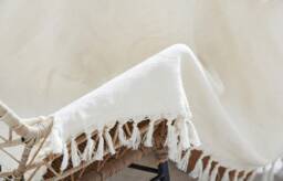 Beige Turkish Bedspread, Woven 100% Cotton Blanket, Ivory Bedspread, Natural Wedding Twin Boho Bedspread With Tassel - thumbnail 1