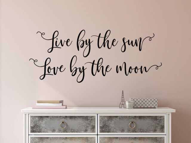 Live By The Sun Love Moon - Moon Wall Decal - Sun & Decor - Moon Sun - Celestial Decal - image 1