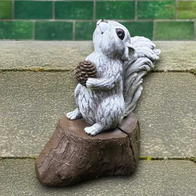 Concrete Squirrel With Pine Cone Statue Outdoor Figurine Garden Stone Sculpture Cement Animal Ornament Squirrel Yard Art - image 1