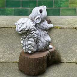 Concrete Squirrel With Pine Cone Statue Outdoor Figurine Garden Stone Sculpture Cement Animal Ornament Squirrel Yard Art - thumbnail 3