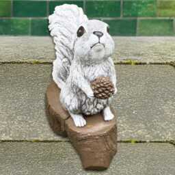 Concrete Squirrel With Pine Cone Statue Outdoor Figurine Garden Stone Sculpture Cement Animal Ornament Squirrel Yard Art - thumbnail 2