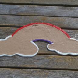 Rainbow Key Holder & 2 Clouds Wall Mirror, Frameless Mirrors, Rainbow Decor, Mirror With Key Holder, Unusual Cloud Shaped - thumbnail 4