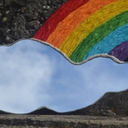 Rainbow Key Holder & 2 Clouds Wall Mirror, Frameless Mirrors, Rainbow Decor, Mirror With Key Holder, Unusual Cloud Shaped - thumbnail 3