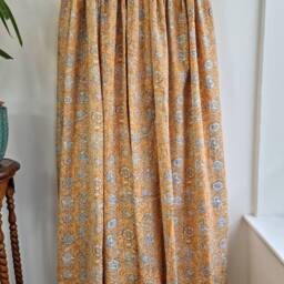 Kantha Stitch Pure Cotton Reversible Bed/Sofa Throw King Size Handmade Floral Indian Dohar Elegant Pastel Mustard Yellow White Garden Bloom - thumbnail 3