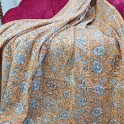 Kantha Stitch Pure Cotton Reversible Bed/Sofa Throw King Size Handmade Floral Indian Dohar Elegant Pastel Mustard Yellow White Garden Bloom - thumbnail 2