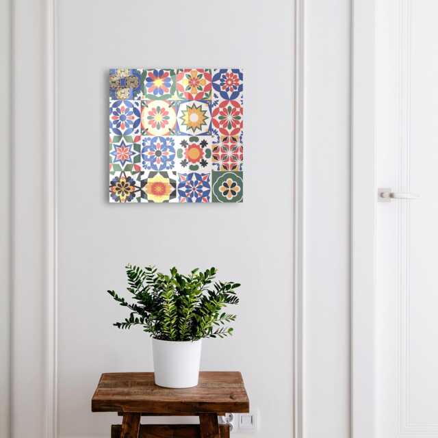 Floral Mosaic Wall Mounted Key Cabinet, Blue Industrial Box, Geometric Geometric, For Lovers Of Original Patterns & Colors - image 1