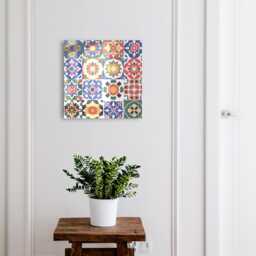 Floral Mosaic Wall Mounted Key Cabinet, Blue Industrial Box, Geometric Geometric, For Lovers Of Original Patterns & Colors