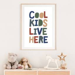 Cool Kids Live Here Prints, Boys Nursery Bedroom Wall Art, Playroom Blue & Green - thumbnail 3