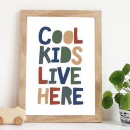 Cool Kids Live Here Prints, Boys Nursery Bedroom Wall Art, Playroom Blue & Green - thumbnail 1