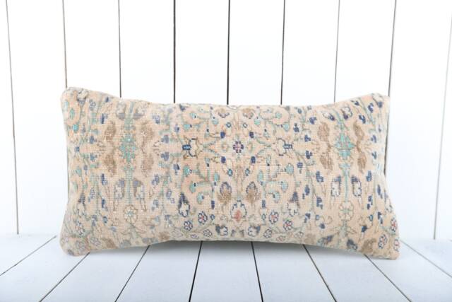 Vintage Turkish Kilim Lumbar Pillow Cover 12x24 Inch, Handmade - image 1