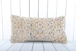 Vintage Turkish Kilim Lumbar Pillow Cover 12x24 Inch, Handmade - thumbnail 1