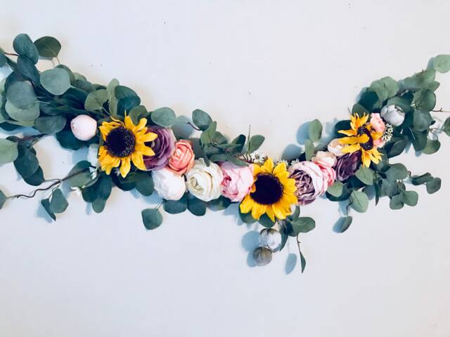 Floral Garland, Flower Photo Prop Wall Hanging, Art, Modern Garland - image 1