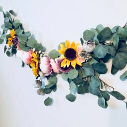 Floral Garland, Flower Photo Prop Wall Hanging, Art, Modern Garland - thumbnail 2