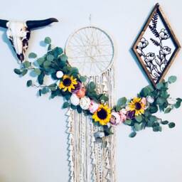 Floral Garland, Flower Photo Prop Wall Hanging, Art, Modern Garland - thumbnail 3